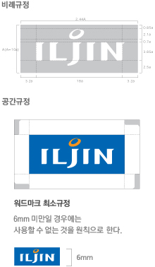 공간규정/ 워드마크 최소규정 (6mm미만일 경우에는 사용할 수 없는 것을 원칙으로 한다.)